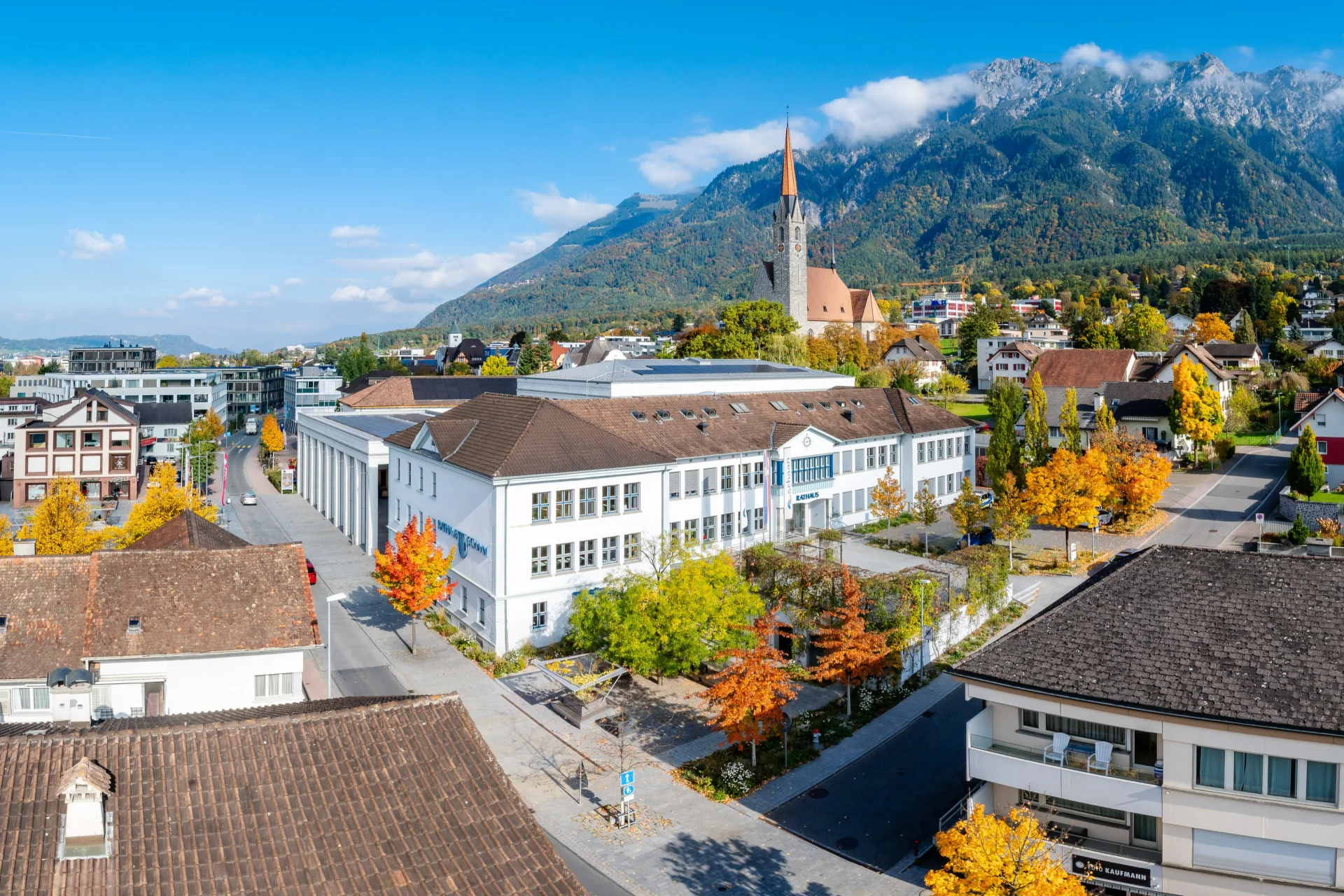 Drohnenaufnahme der Gemeinde Schaan